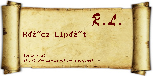 Rácz Lipót névjegykártya